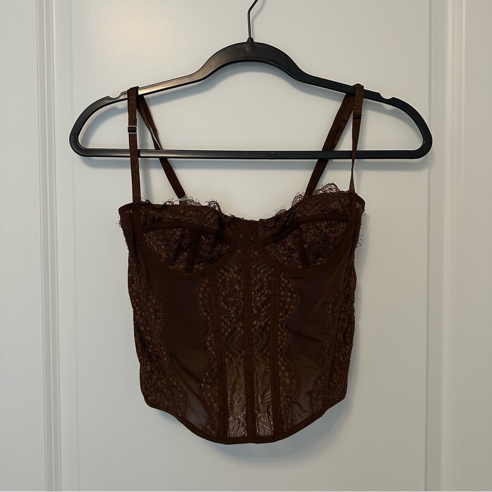 Lace Bustier Camisole in Chocolate Brown